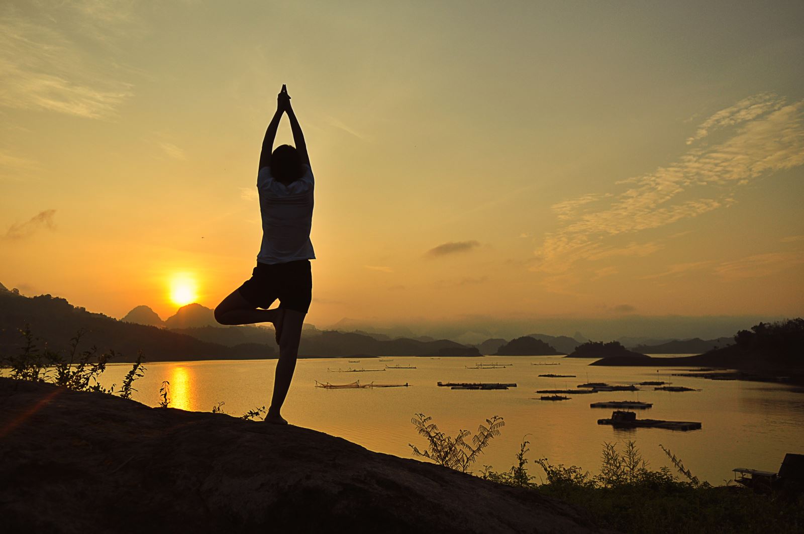 Morning yoga exercise in Ngoi Hoa - Hoa Binh, Vietnam